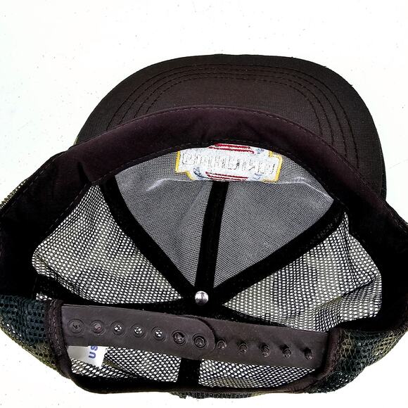 Vintage 80s Guhring Cutting Tools Promo Camo Trucker Snapback Hat Cap Flat Brim - Picture 5 of 6